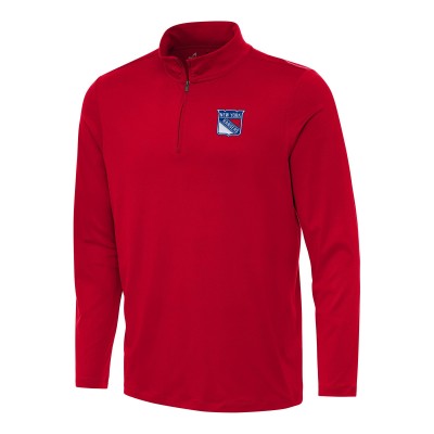 New York Rangers Antigua Red Reprocess Quarter-Zip Top