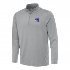New York Rangers Antigua Gray Reprocess Quarter-Zip Top