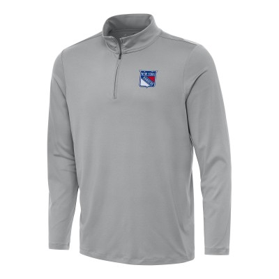 New York Rangers Antigua Gray Reprocess Quarter-Zip Top