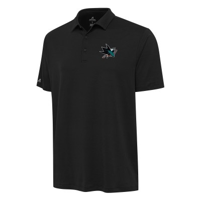 San Jose Sharks Antigua Black Reprocess Polo