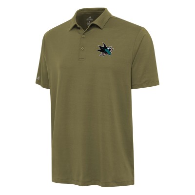 San Jose Sharks Antigua Olive Reprocess Polo