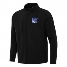 New York Rangers Antigua Black Regard Full-Zip Jacket New York Rangers Antigua Black Regard Full-Zip Jacket