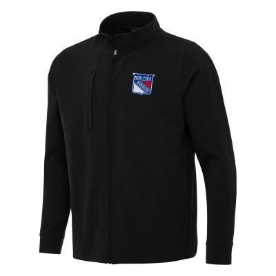 New York Rangers Antigua Black Regard Full-Zip Jacket