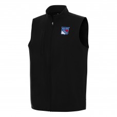 New York Rangers Antigua Black Regard Full-Zip Vest New York Rangers Antigua Black Regard Full-Zip Vest