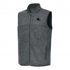 San Jose Sharks Antigua Heather Gray Fortune Full-Zip Vest