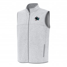 San Jose Sharks Antigua Heather Gray Fortune Full-Zip Vest