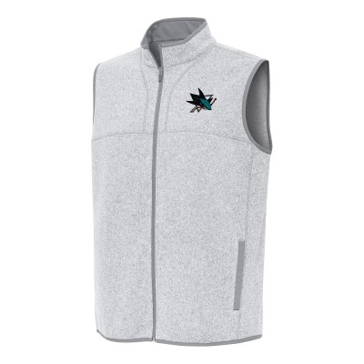 San Jose Sharks Antigua Heather Gray Fortune Full-Zip Vest