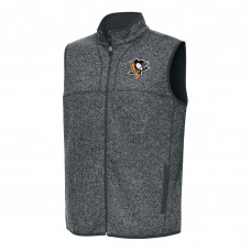 Pittsburgh Penguins Antigua Heather Gray Fortune Full-Zip Vest