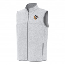 Pittsburgh Penguins Antigua Heather Gray Fortune Full-Zip Vest