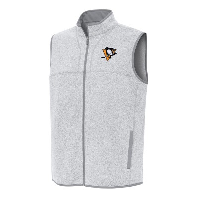 Pittsburgh Penguins Antigua Heather Gray Fortune Full-Zip Vest