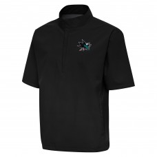 San Jose Sharks Antigua Black Brisk Quarter-Zip Windbreaker San Jose Sharks Antigua Black Brisk Quarter-Zip Windbreaker