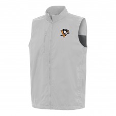 Pittsburgh Penguins Antigua Heather Gray Brisk Full-Zip Vest