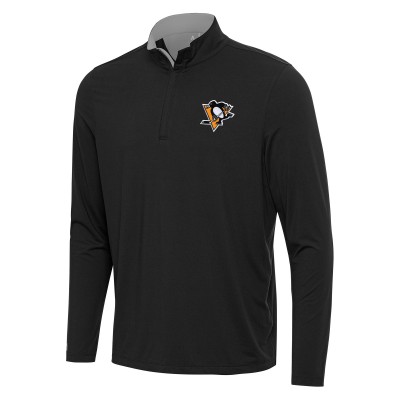 Pittsburgh Penguins Antigua Black/Gray Content Quarter-Zip Pullover Top