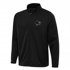 San Jose Sharks Antigua Black Links 2 Full-Zip Golf Jacket