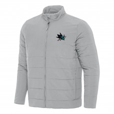 San Jose Sharks Antigua Gray Swelter Full-Zip Puffer Jacket San Jose Sharks Antigua Gray Swelter Full-Zip Puffer Jacket