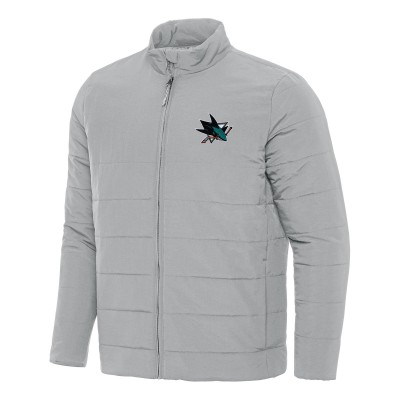 San Jose Sharks Antigua Gray Swelter Full-Zip Puffer Jacket