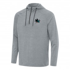 San Jose Sharks Antigua Heather Gray Spikes Quarter-Zip Hoodie San Jose Sharks Antigua Heather Gray Spikes Quarter-Zip Hoodie