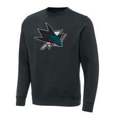 San Jose Sharks Antigua Charcoal Victory Crewneck Pullover Sweatshirt