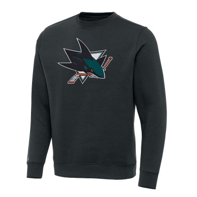 San Jose Sharks Antigua Charcoal Victory Crewneck Pullover Sweatshirt
