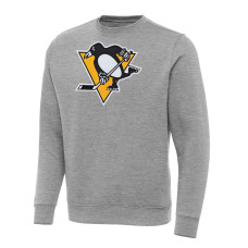 Свитшот Pittsburgh Penguins Antigua Heather Gray Big & Tall Victory Crewneck Pullover