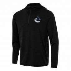Vancouver Canucks Antigua Heather Black Tidy Quarter-Zip Hoodie
