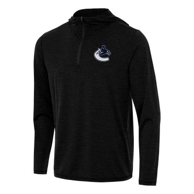 Vancouver Canucks Antigua Heather Black Tidy Quarter-Zip Hoodie