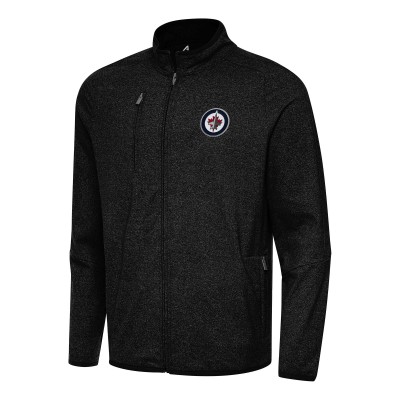 Кофта на молнии Winnipeg Jets Antigua Heather Black Hold-Up Tri-Blend