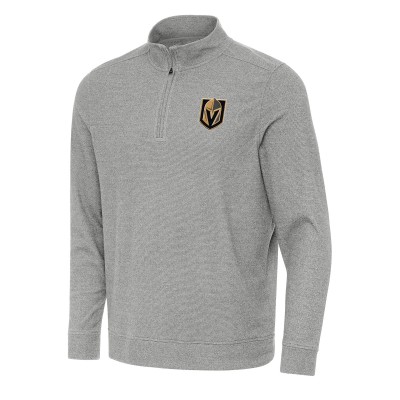 Vegas Golden Knights Antigua Heather Gray Subtle Quarter-Zip Sweatshirt