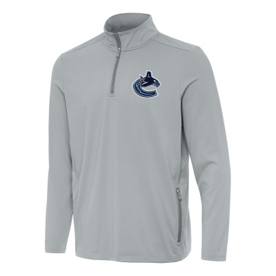 Vancouver Canucks Antigua Gray Perilous Quarter-Zip Sweatshirt