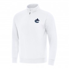 Vancouver Canucks Antigua White Victory Quarter-Zip Mock Sweatshirt