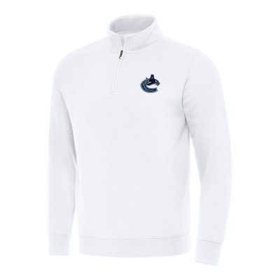 Vancouver Canucks Antigua White Victory Quarter-Zip Mock Sweatshirt