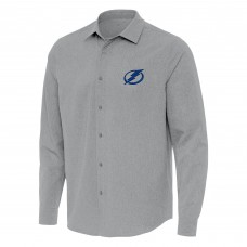 Tampa Bay Lightning Antigua Exposure Woven Long Sleeve Button-Up Shirt - Gray