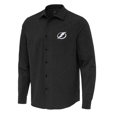 Tampa Bay Lightning Antigua Exposure Woven Long Sleeve Button-Up Shirt - Black