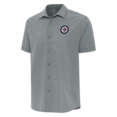 Winnipeg Jets Antigua Activate Woven Short Sleeve Button-Up Shirt - Gray