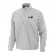 Washington Capitals Antigua Heather Gray Brisk Quarter-Zip Windbreaker