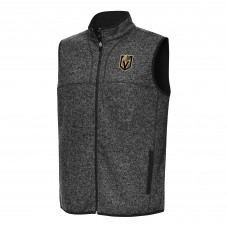 Vegas Golden Knights Antigua Heather Black Fortune Full-Zip Vest