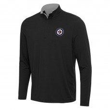Winnipeg Jets Antigua Content Quarter-Zip Pullover Top - Black/Gray