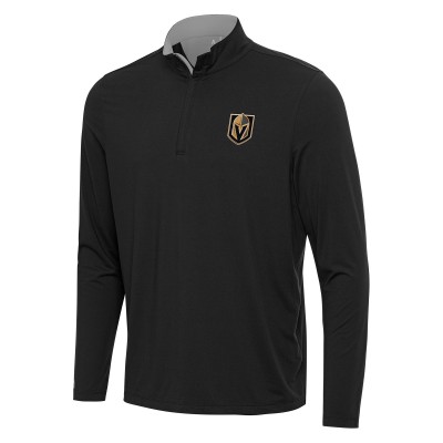 Vegas Golden Knights Antigua Black/Gray Content Quarter-Zip Pullover Top