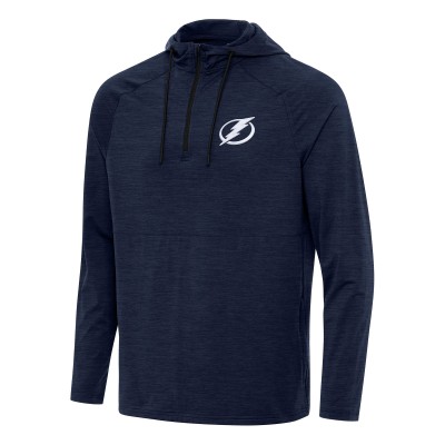 Толстовка на короткой молнии Tampa Bay Lightning Antigua Heather Navy Spikes
