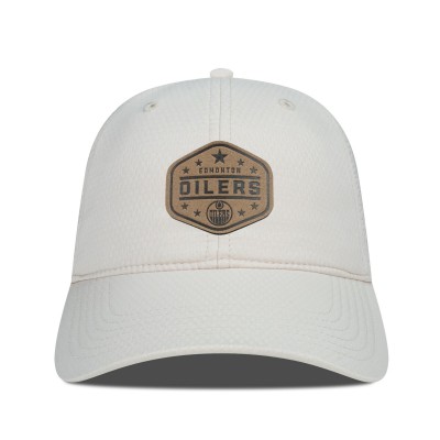 Бейсболка Edmonton Oilers Levelwear Cream Faux Leather Patch Unstructured