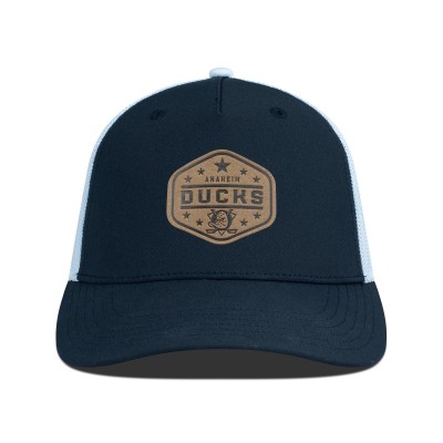 Бейсболка Anaheim Ducks Levelwear Black Faux Leather Patch Structured