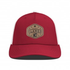 Бейсболка Calgary Flames Levelwear Red Faux Leather Patch Structured