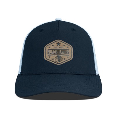 Бейсболка Chicago Blackhawks Mens Levelwear Faux Leather Patch Structured - Black