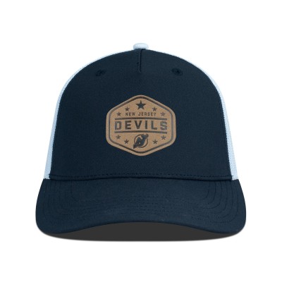 Бейсболка New Jersey Devils Levelwear Black Faux Leather Patch Structured
