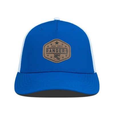 Бейсболка New York Rangers Levelwear Blue Faux Leather Patch Structured