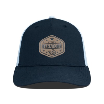 Бейсболка Ottawa Senators Levelwear Black Faux Leather Patch Structured