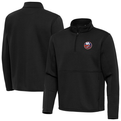 New York Islanders Antigua Black Twist Quarter-Zip Pullover Jacket