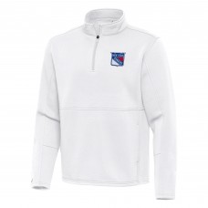 New York Rangers Antigua White Twist Quarter-Zip Pullover Jacket New York Rangers Antigua White Twist Quarter-Zip Pullover Jacket