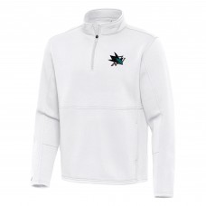 San Jose Sharks Antigua White Twist Quarter-Zip Pullover Jacket San Jose Sharks Antigua White Twist Quarter-Zip Pullover Jacket