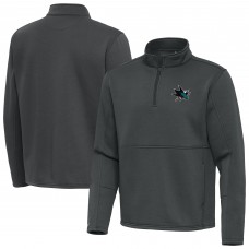 San Jose Sharks Antigua Pewter Twist Quarter-Zip Pullover Jacket San Jose Sharks Antigua Pewter Twist Quarter-Zip Pullover Jacket